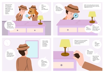 Free Pink and Purple Mystery Comic Strip Template to Edit Online