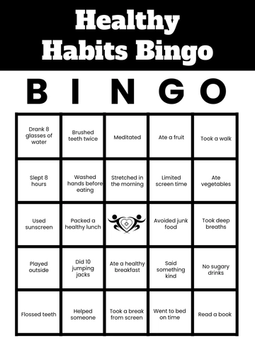 Free Blank and White Health Bingo Template to Edit Online