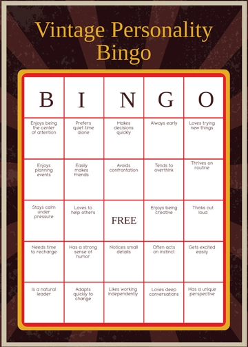 Free Vintage Personality Bingo Template to Edit Online