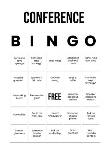 Free Conference Bingo Template to Edit Online