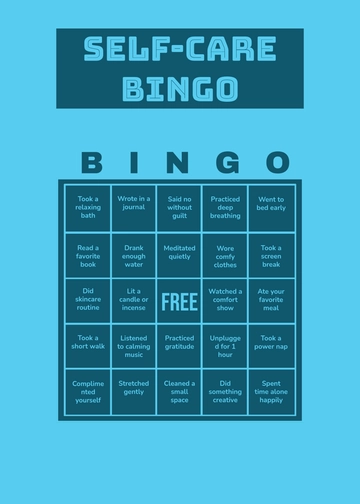 Free Self Care Bingo Template to Edit Online