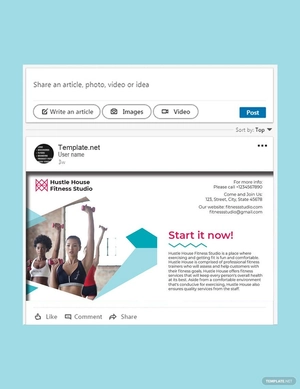 Fitness Studio Linkedin Post Template