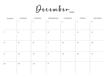 Free December 2025 Weekly Calendar Template to Edit Online