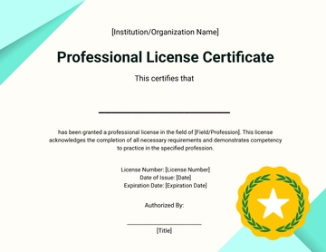 Free Blank Professional License Certificate Template to Edit Online