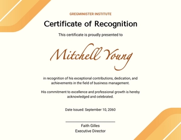 Free Professional Recognition Certificate Template to Edit Online