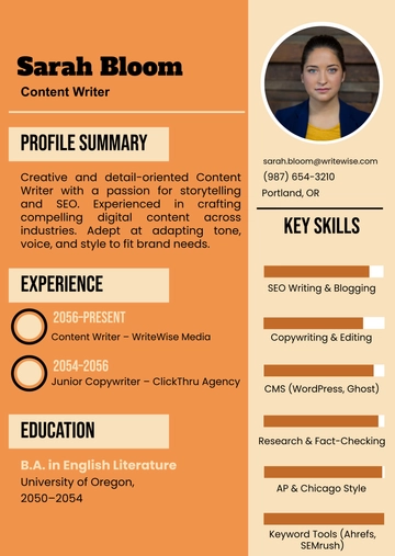 Free One-Page Resume Infographic Template to Edit Online
