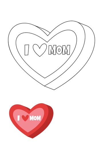 Free Simple Mother's Day Card Coloring Page Template to Edit Online