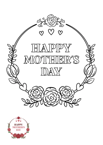 Free Rose Wreath Mother's Day Coloring Page Template to Edit Online