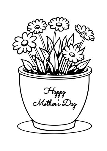 Free Mother's Day Flower Pot Drawing Template to Edit Online