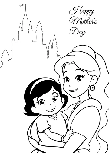 Free Mother's Day Disney Drawing Template to Edit Online