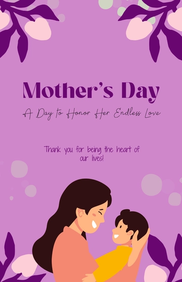 Free Purple Mother's Day Poster Template to Edit Online