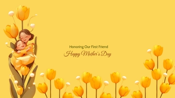 Free Yellow Cute Mother's Day Background Template to Edit Online