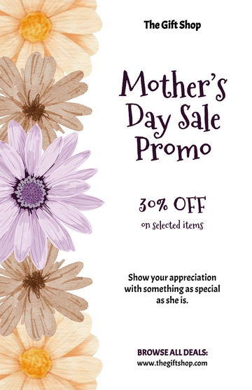 Simple Mother’s Day Sale Poster Template to Download