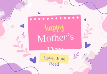 Free Pastel Heart Design Mother’s Day Card Template to Edit Online