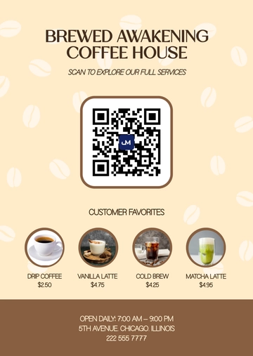 Free Coffee Shop QR Code Menu Template to Edit Online