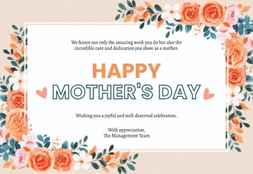Free Mother’s Day Card for Employees Template to Edit Online