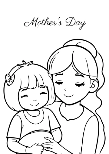 Free Mother's Day Drawing Outline Template to Edit Online