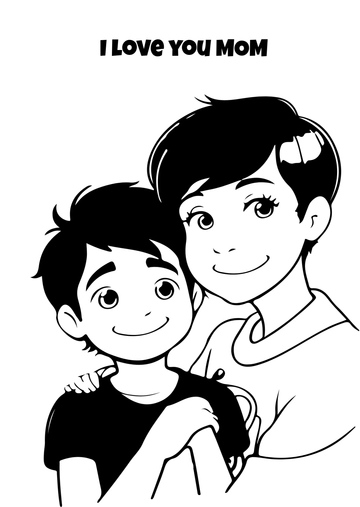 Free Mom and Son Mother's Day Drawing Template to Edit Online