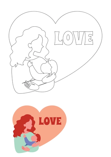 Free Love Mother's Day Coloring Page Template to Edit Online