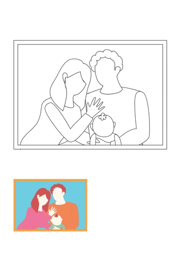 Free Family Portrait Mother's Day Coloring Page Template to Edit Online