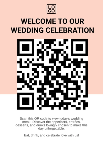Free QR Code Menu for Weddings Template to Edit Online