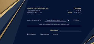Free Business Cheque Template to Edit Online