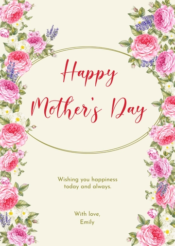 Free Floral Background Mother's Day Greeting Card Template to Edit Online