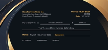 Free Modern Payroll Cheque Template to Edit Online