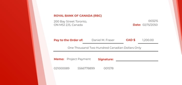Free Canadian Cheque Template to Edit Online