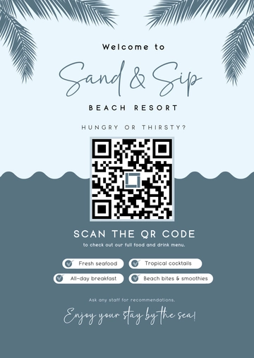 Free Beach Resort QR Code Menu Template to Edit Online