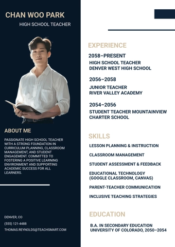 Free Modern Teacher Resume Infographic Template to Edit Online