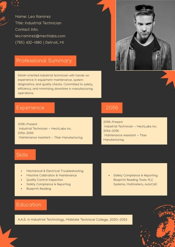 Free Creative Industries Resume Infographic Template to Edit Online