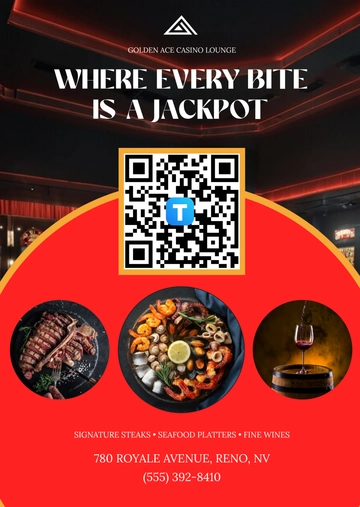 Free Red Casino QR Code Menu Template to Edit Online