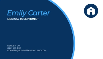 Free Medical Receptionist Business Card Template to Edit Online