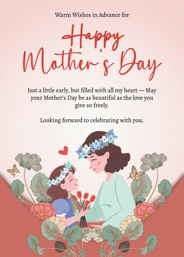 Free Happy Mother’s Day in Advance Wishes Template to Edit Online