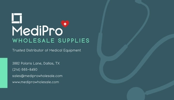 Free Medical Wholesale Business Card Template to Edit Online