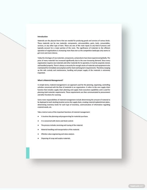 Material Management White Paper Template