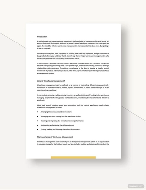 Warehouse Management White Paper Template
