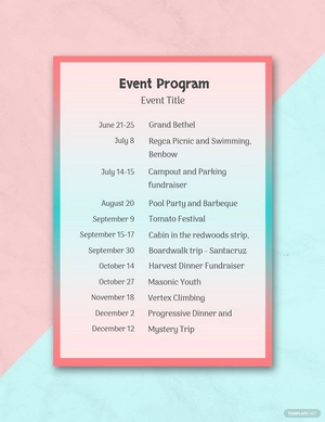 Event Program Template Event Program Template