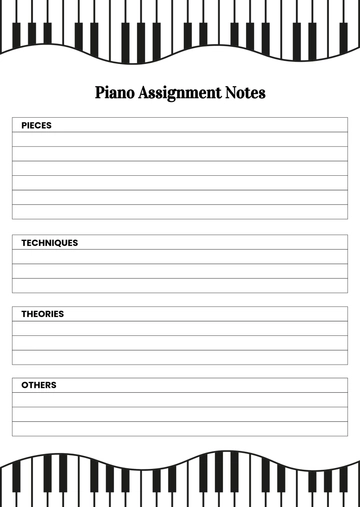Piano Assignment Notes Template to Download