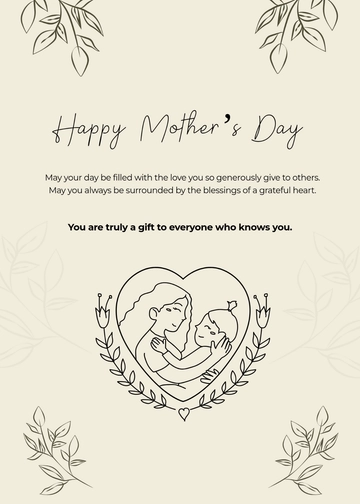 Free Simple Blessing Mother’s Day Wishes Template to Edit Online
