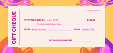 Free Colorful Gift Cheque Template to Edit Online