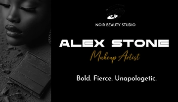 Free Edgy Black Makeup Artist Business Card Template to Edit Online