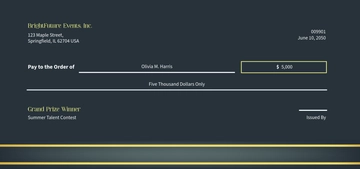 Free Prize Cheque Template to Edit Online
