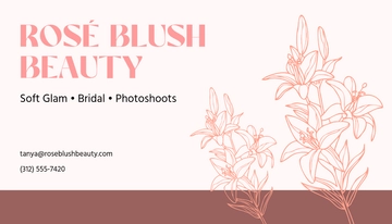 Free Pink Makeup Artist Photo Business Card Template to Edit Online