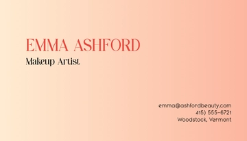 Free Gradient Makeup Artist Business Card Template to Edit Online