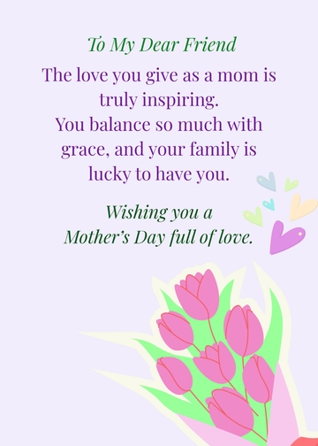 Free Happy Mother’s Day Wishes for Friends Template to Edit Online