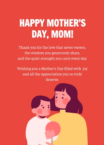 Free Red Short Mother’s Day Wishes Template to Edit Online
