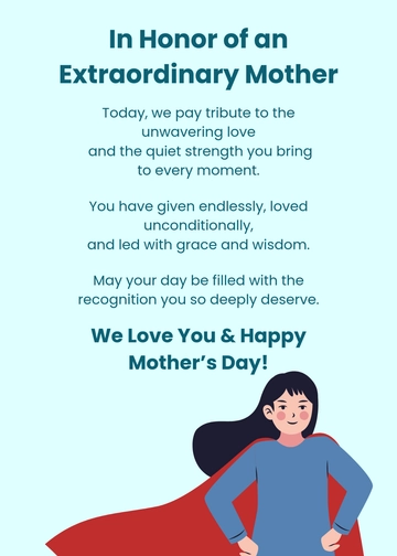 Free Special Mother’s Day Tribute Wishes Template to Edit Online