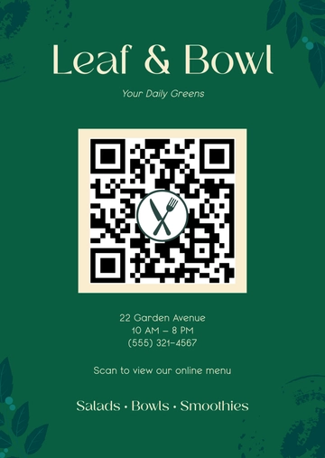 Free Green QR Code Menu Layout Template to Edit Online